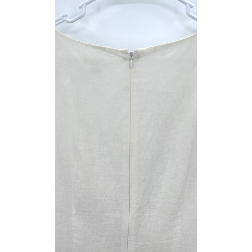 Cato Women Cream Linen Blend Sequin Beaded V-Neck Shift Dress Size 12 Sleeveless - Picture 5 of 8